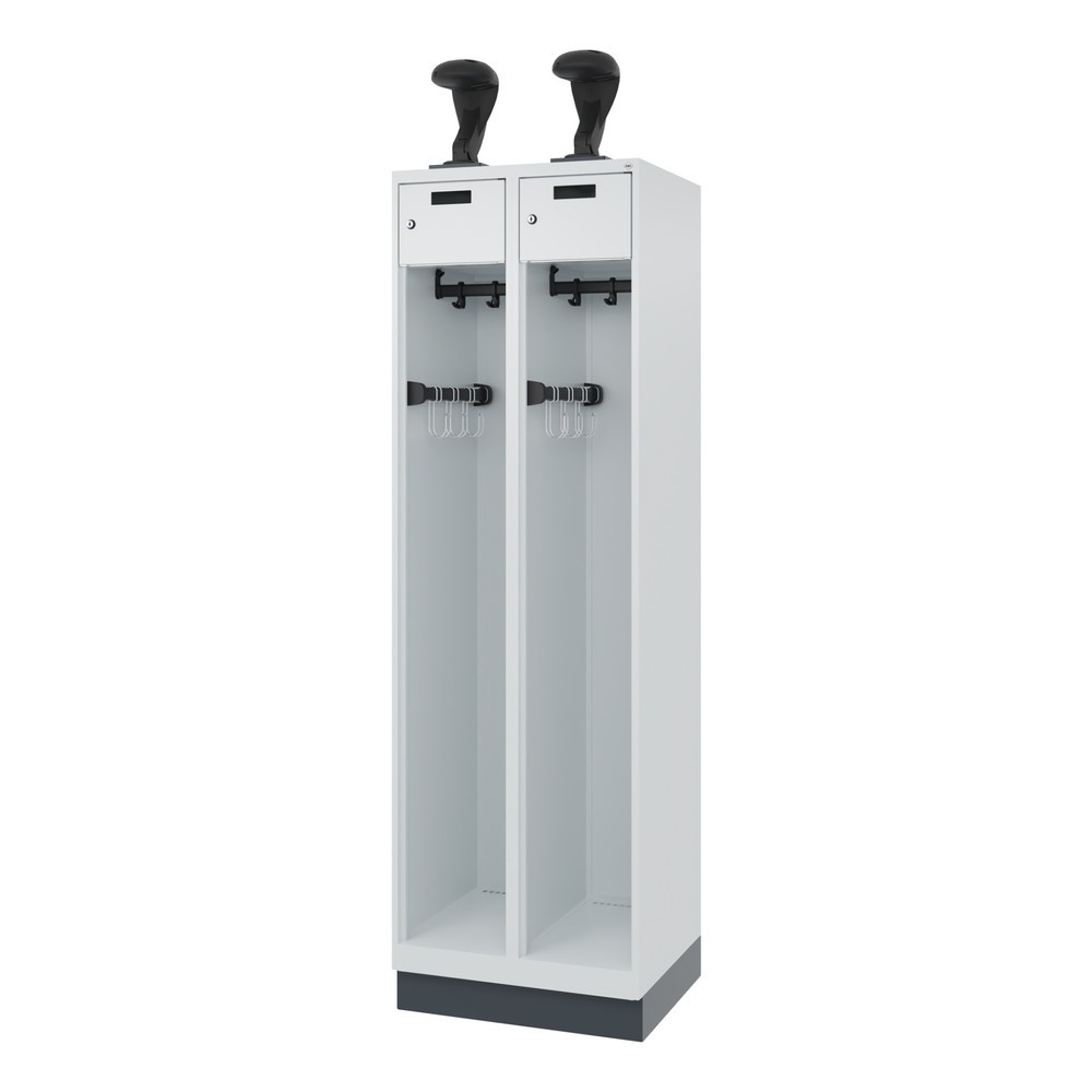 Produktabbildung Nr. 5: C+P Vestiaire pompier PRAKTUS, socle, 2 compartiments, HxlxP 1 850 x 600 x 500 mm, gris clair, avec support de casque