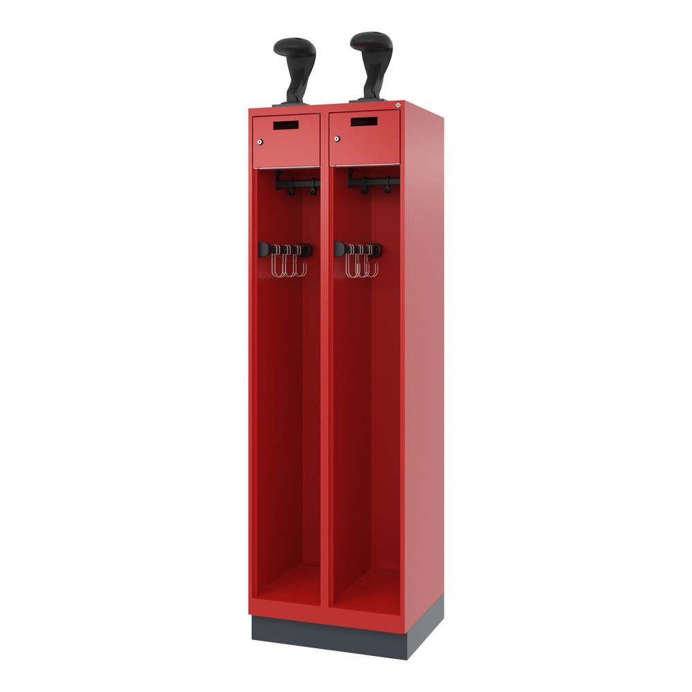Produktabbildung Nr. 5: C+P Vestiaire pompier PRAKTUS, socle, 2 compartiments, HxlxP 1 850 x 600 x 500 mm, rouge feu, avec support de casque