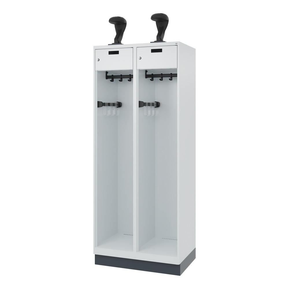 Produktabbildung Nr. 5: C+P Vestiaire pompier PRAKTUS, socle, 2 compartiments, HxlxP 1 850 x 800 x 500 mm, gris clair, avec support de casque