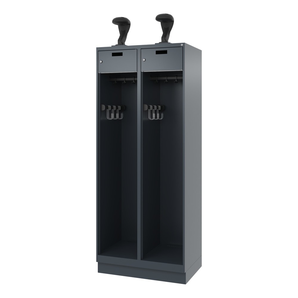 Produktabbildung Nr. 5: C+P Vestiaire pompier PRAKTUS, socle, 2 compartiments, HxlxP 1 850 x 800 x 500 mm, gris anthracite, avec support de casque