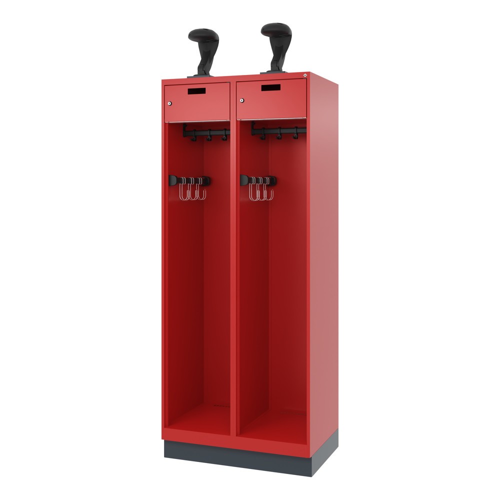 Produktabbildung Nr. 5: C+P Vestiaire pompier PRAKTUS, socle, 2 compartiments, HxlxP 1 850 x 800 x 500 mm, rouge feu, avec support de casque