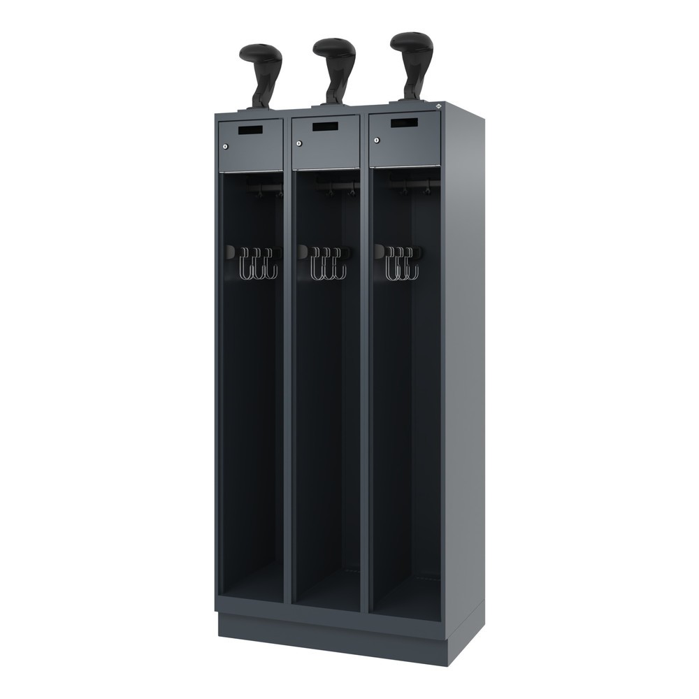Produktabbildung Nr. 5: C+P Vestiaire pompier PRAKTUS, socle, 3 compartiments, HxlxP 1 850 x 900 x 500 mm, gris anthracite, avec support de casque