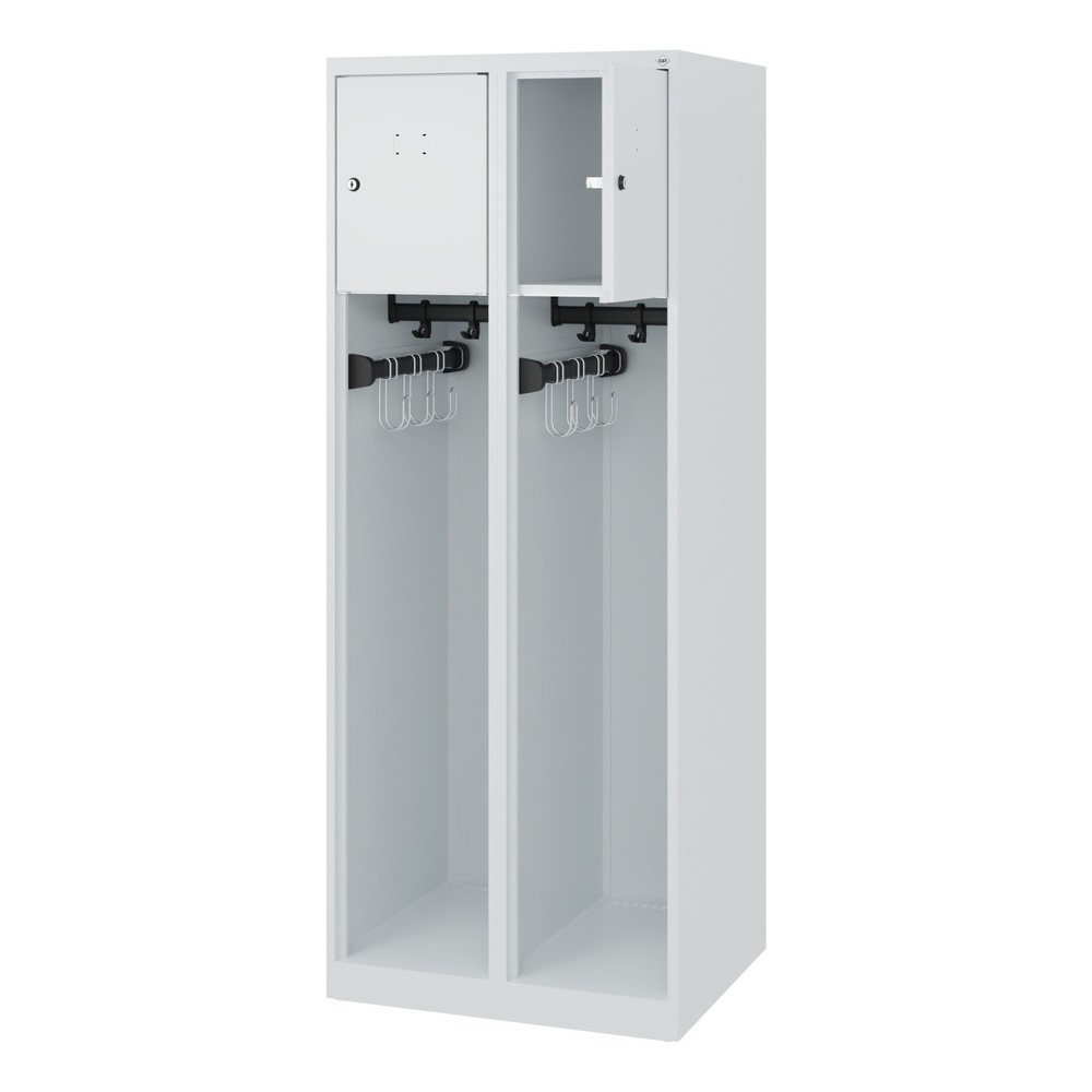 Illustration du produit: C+P Vestiaire pompier YOUNGSTER, patins, 2 compartiments, HxlxP 1 530 x 600 x 500 mm, gris clair