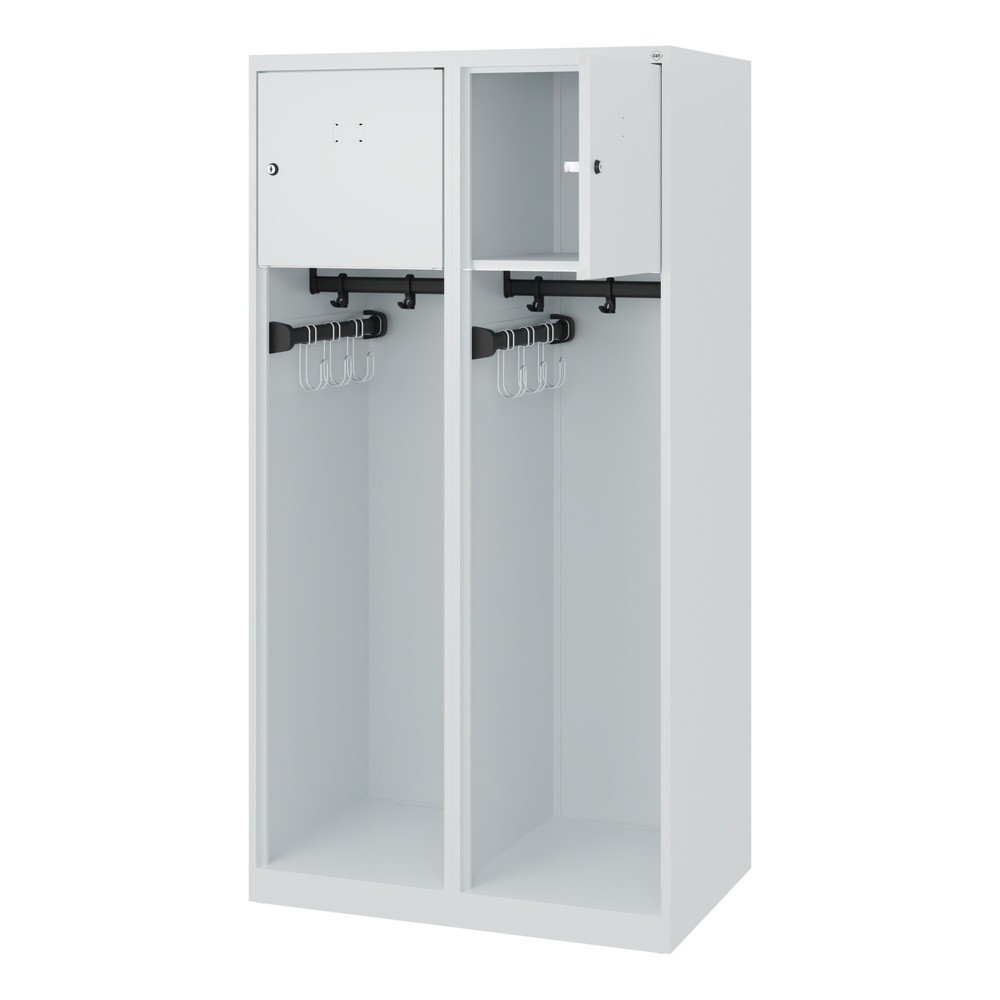 Produktabbildung Nr. 1: C+P Vestiaire pompier YOUNGSTER, patins, 2 compartiments, HxlxP 1 530 x 800 x 500 mm, gris clair