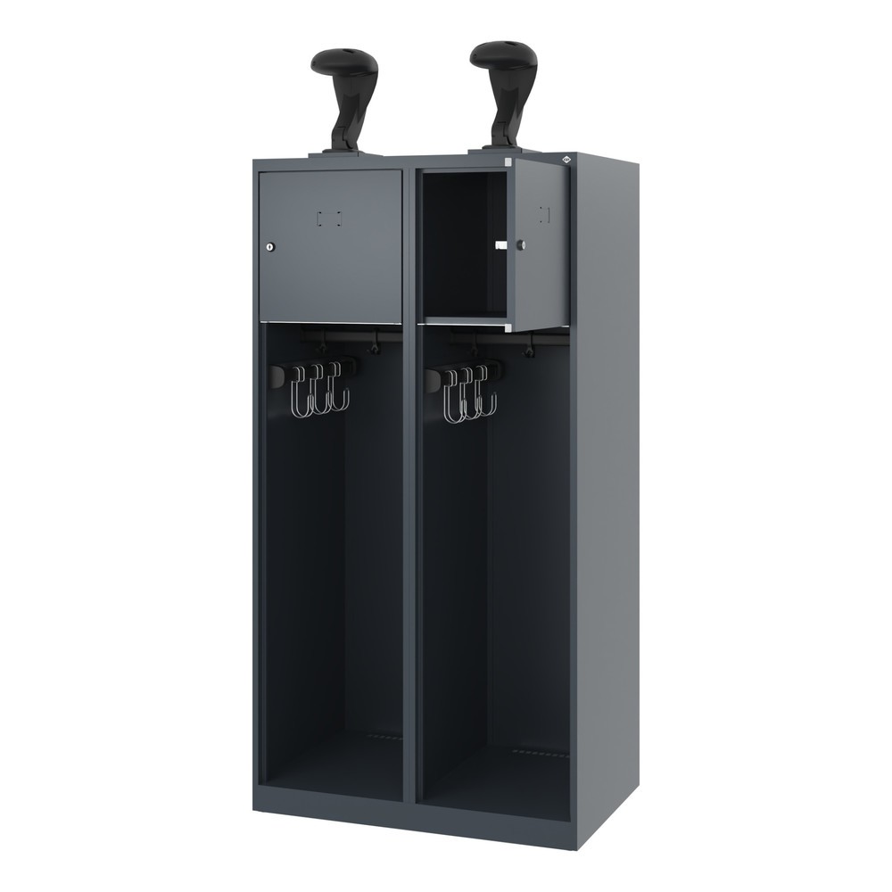 Produktabbildung Nr. 1: C+P Vestiaire pompier YOUNGSTER, patins, 2 compartiments, HxlxP 1 530 x 800 x 500 mm, gris anthracite, avec support de casque