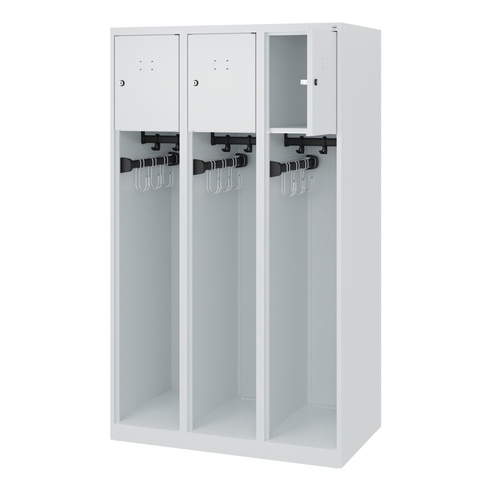 Illustration du produit: C+P Vestiaire pompier YOUNGSTER, patins, 3 compartiments, HxlxP 1 530 x 900 x 500 mm, gris clair
