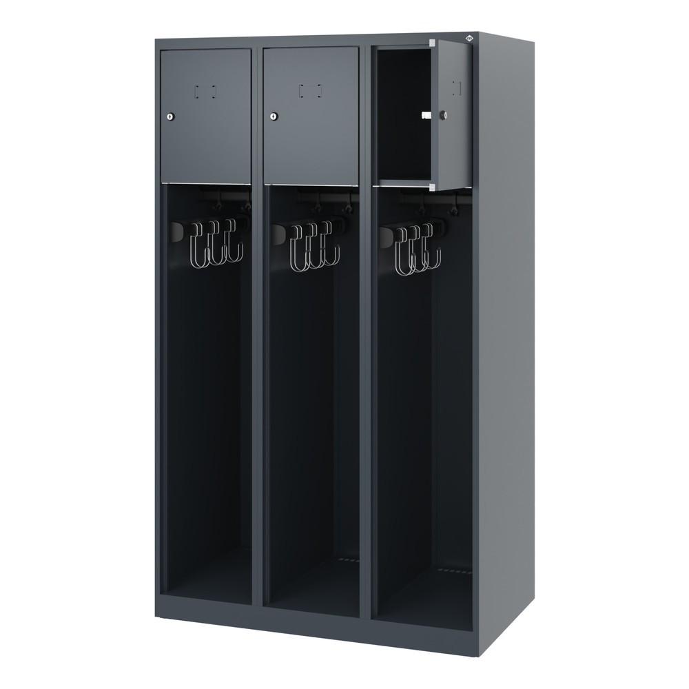 Illustration du produit: C+P Vestiaire pompier YOUNGSTER, patins, 3 compartiments, HxlxP 1 530 x 900 x 500 mm, gris anthracite