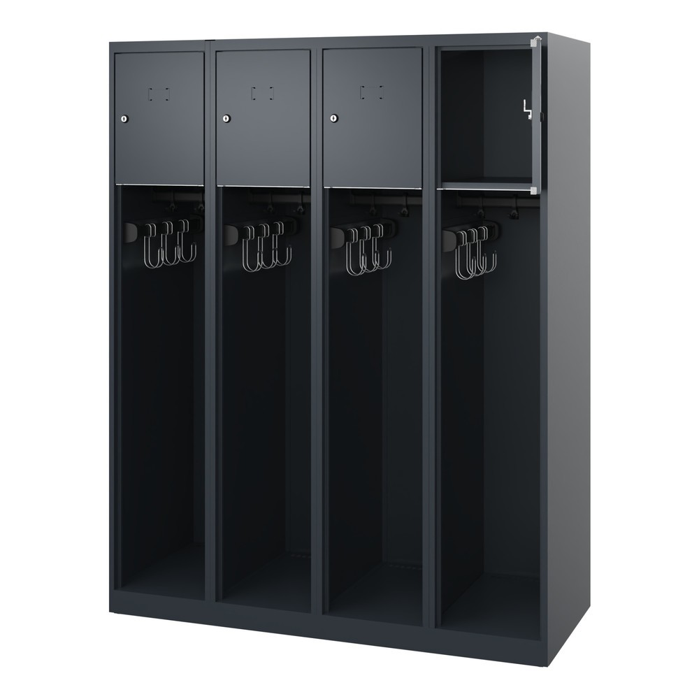 Illustration du produit: C+P Vestiaire pompier YOUNGSTER, patins, 4 compartiments, HxlxP 1 530 x 1 200 x 500 mm, gris anthracite