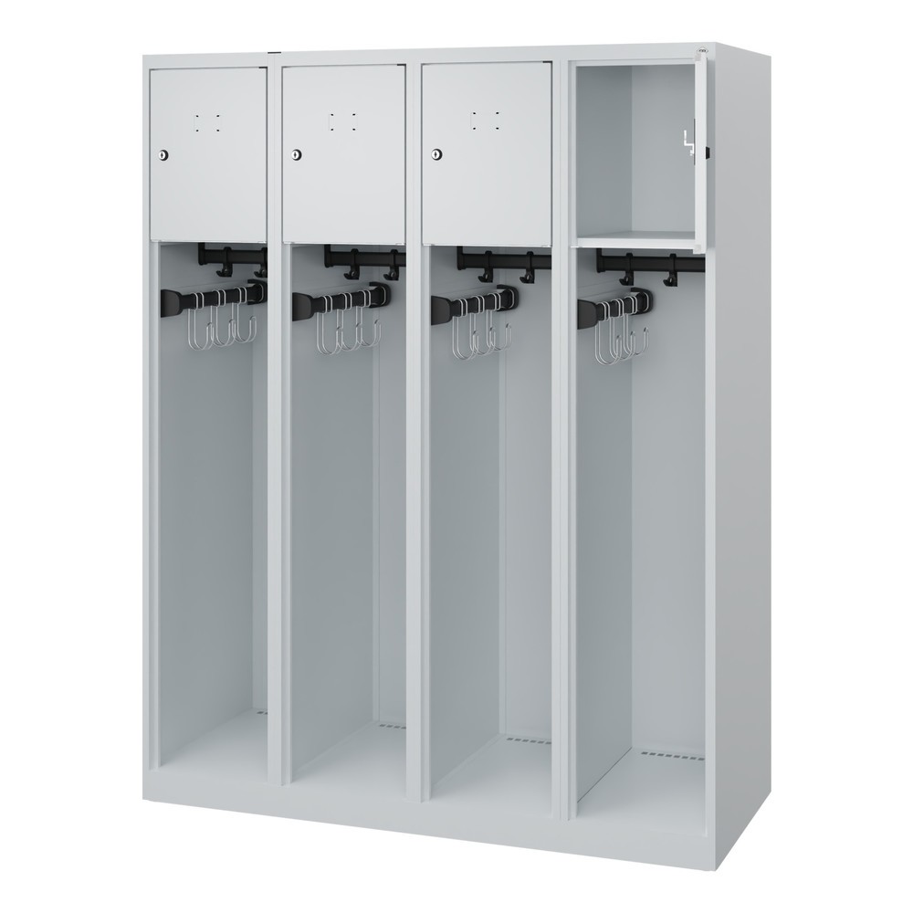 Illustration du produit: C+P Vestiaire pompier YOUNGSTER, patins, 4 compartiments, HxlxP 1 530 x 1 200 x 500 mm, gris clair