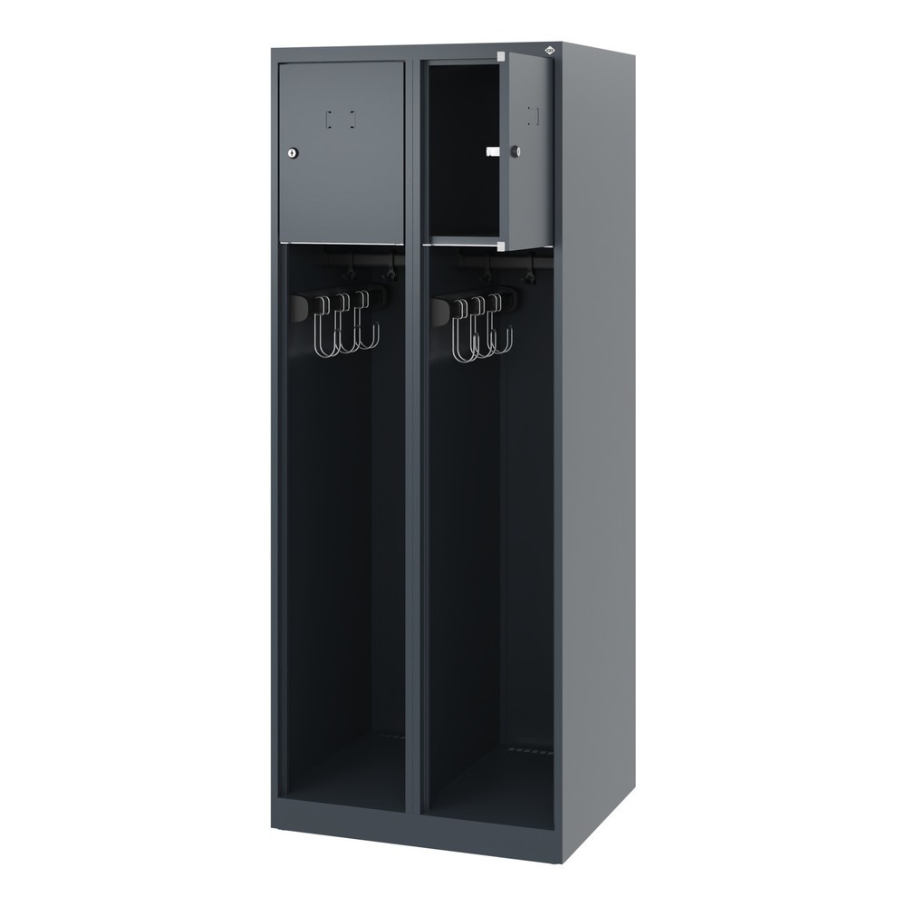 Illustration du produit: C+P Vestiaire pompier YOUNGSTER, patins, 2 compartiments, HxlxP 1 530 x 600 x 500 mm, gris anthracite