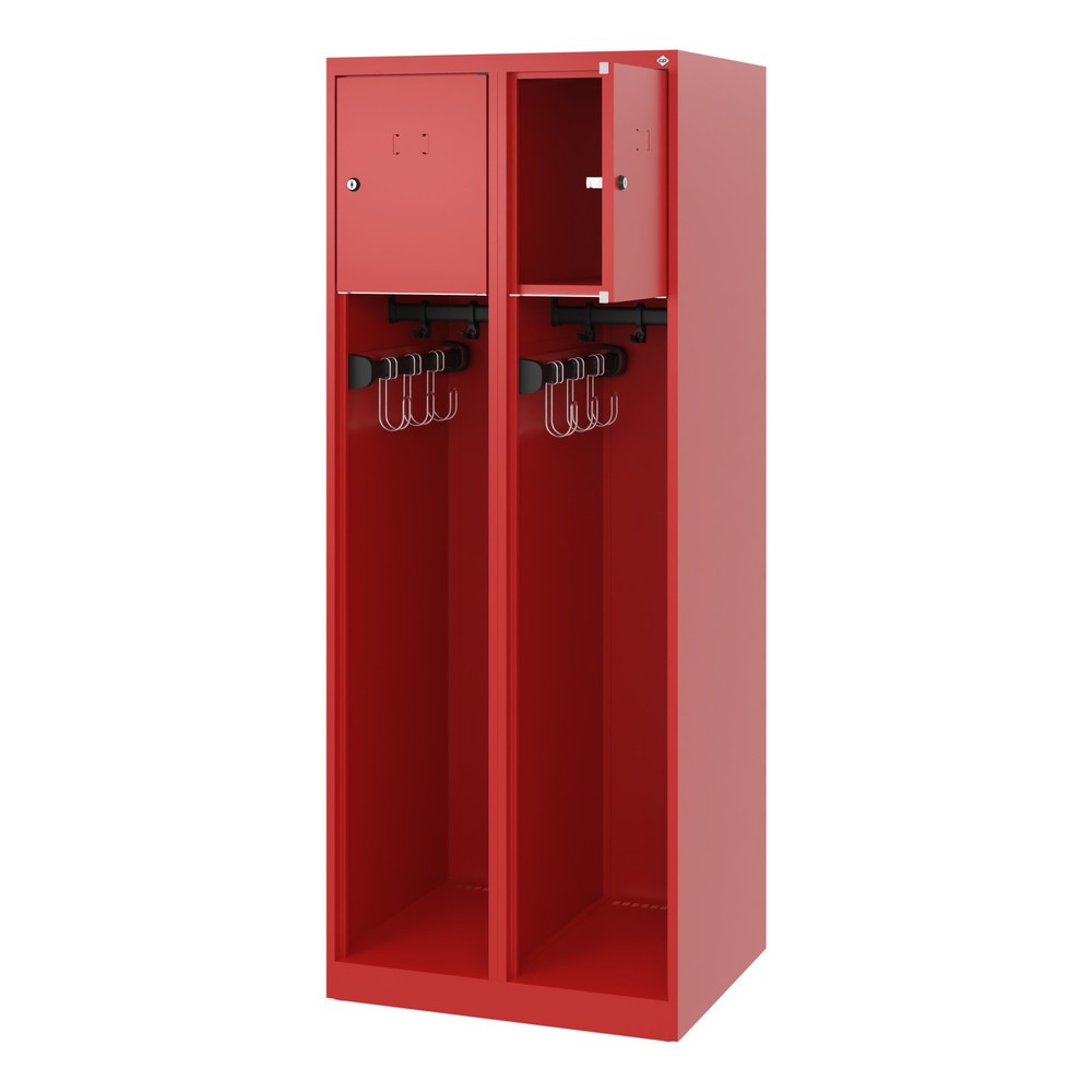 Illustration du produit: C+P Vestiaire pompier YOUNGSTER, patins, 2 compartiments, HxlxP 1 530 x 600 x 500 mm, rouge feu