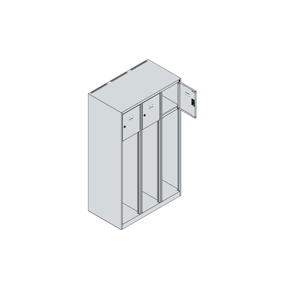 Produktabbildung Nr. 4: C+P Vestiaire pompier YOUNGSTER, patins, 3 compartiments, HxlxP 1 530 x 900 x 500 mm, gris clair