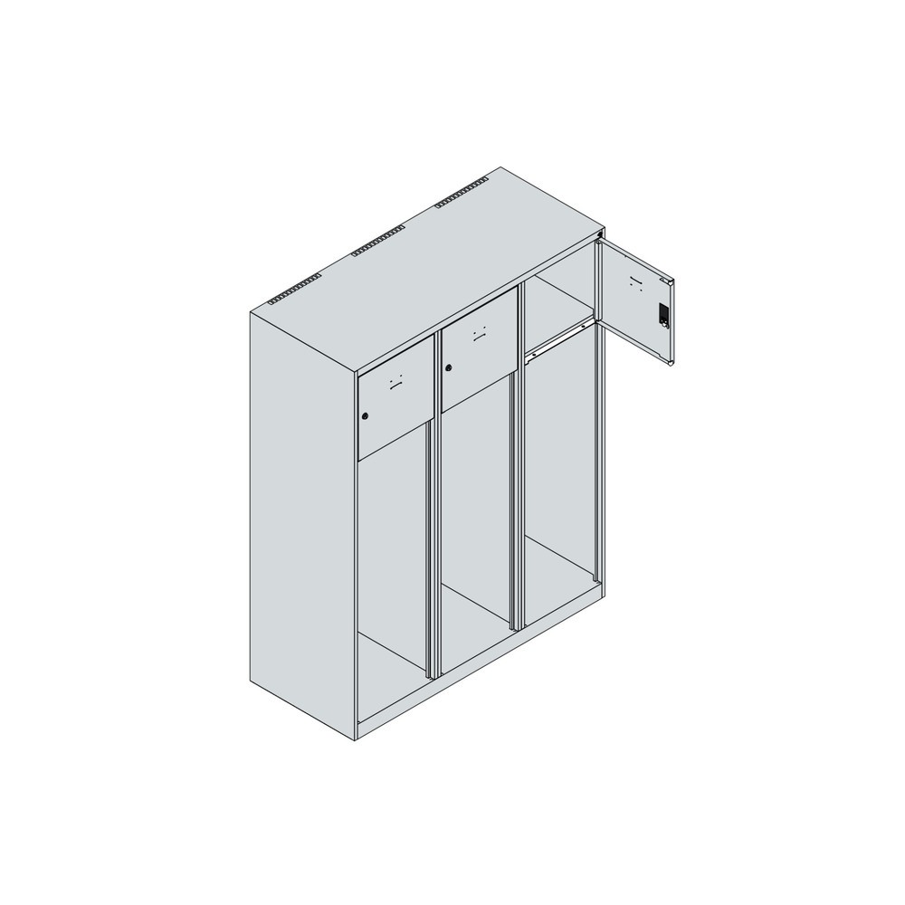 Produktabbildung Nr. 4: C+P Vestiaire pompier YOUNGSTER, socle, 3 compartiments, HxlxP 1 530 x 1 200 x 500 mm, rouge feu, avec support de casque
