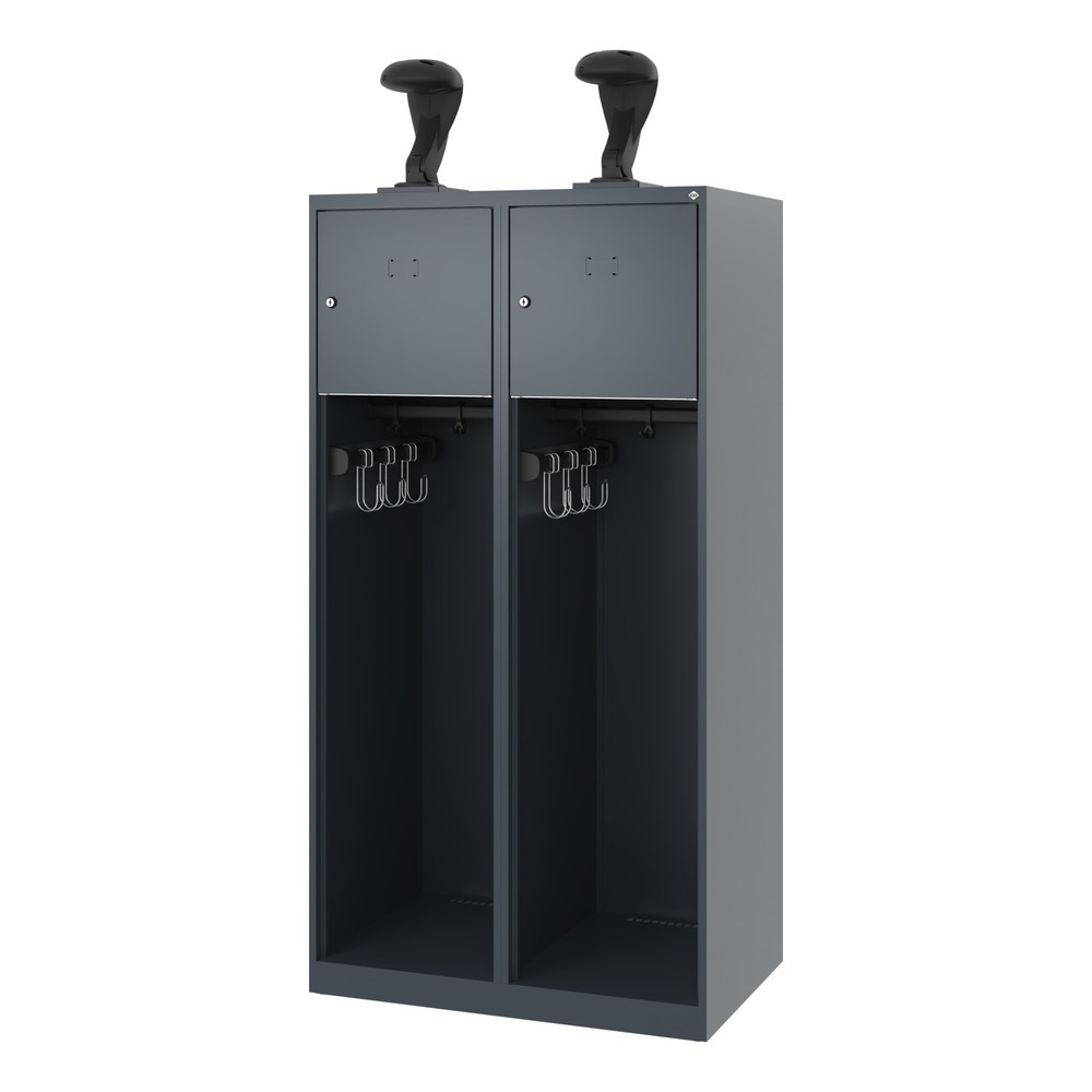 Produktabbildung Nr. 5: C+P Vestiaire pompier YOUNGSTER, patins, 2 compartiments, HxlxP 1 530 x 800 x 500 mm, gris anthracite, avec support de casque