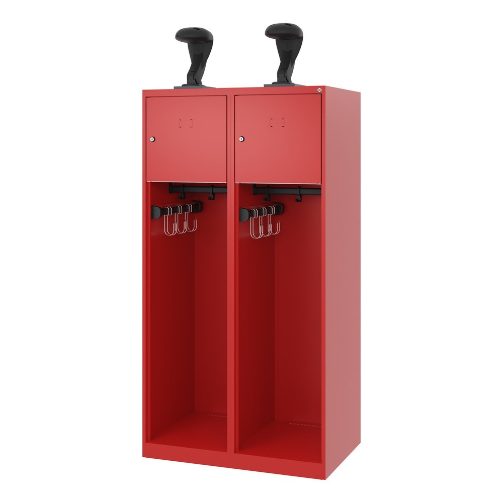 Produktabbildung Nr. 5: C+P Vestiaire pompier YOUNGSTER, patins, 2 compartiments, HxlxP 1 530 x 800 x 500 mm, rouge feu, avec support de casque