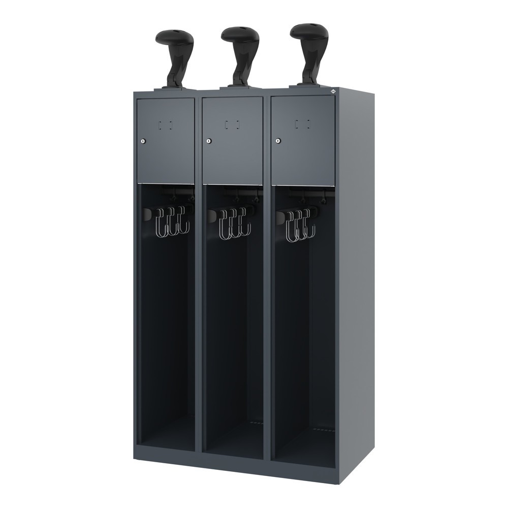 Produktabbildung Nr. 5: C+P Vestiaire pompier YOUNGSTER, patins, 3 compartiments, HxlxP 1 530 x 900 x 500 mm, gris anthracite, avec support de casque