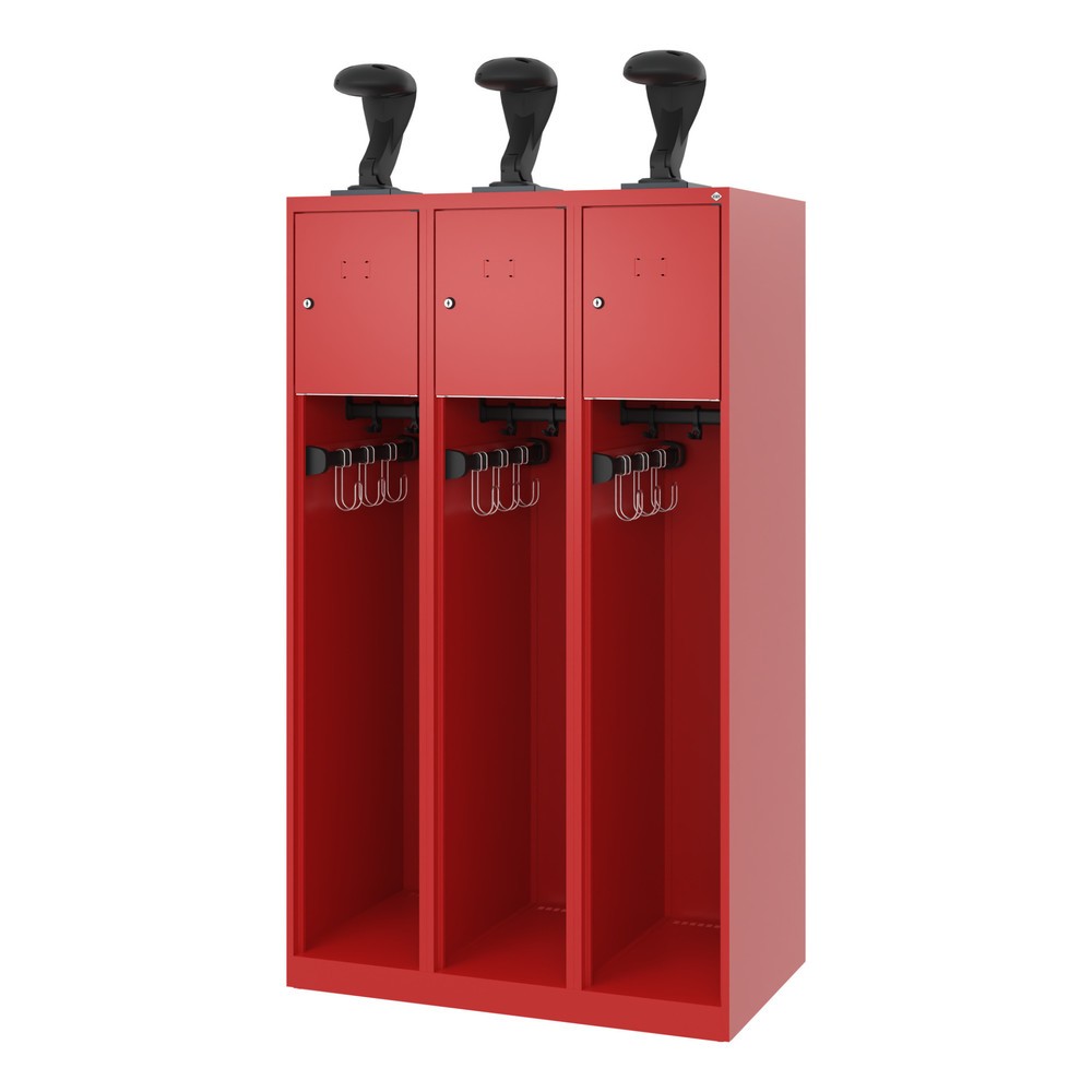 Produktabbildung Nr. 5: C+P Vestiaire pompier YOUNGSTER, patins, 3 compartiments, HxlxP 1 530 x 900 x 500 mm, rouge feu, avec support de casque