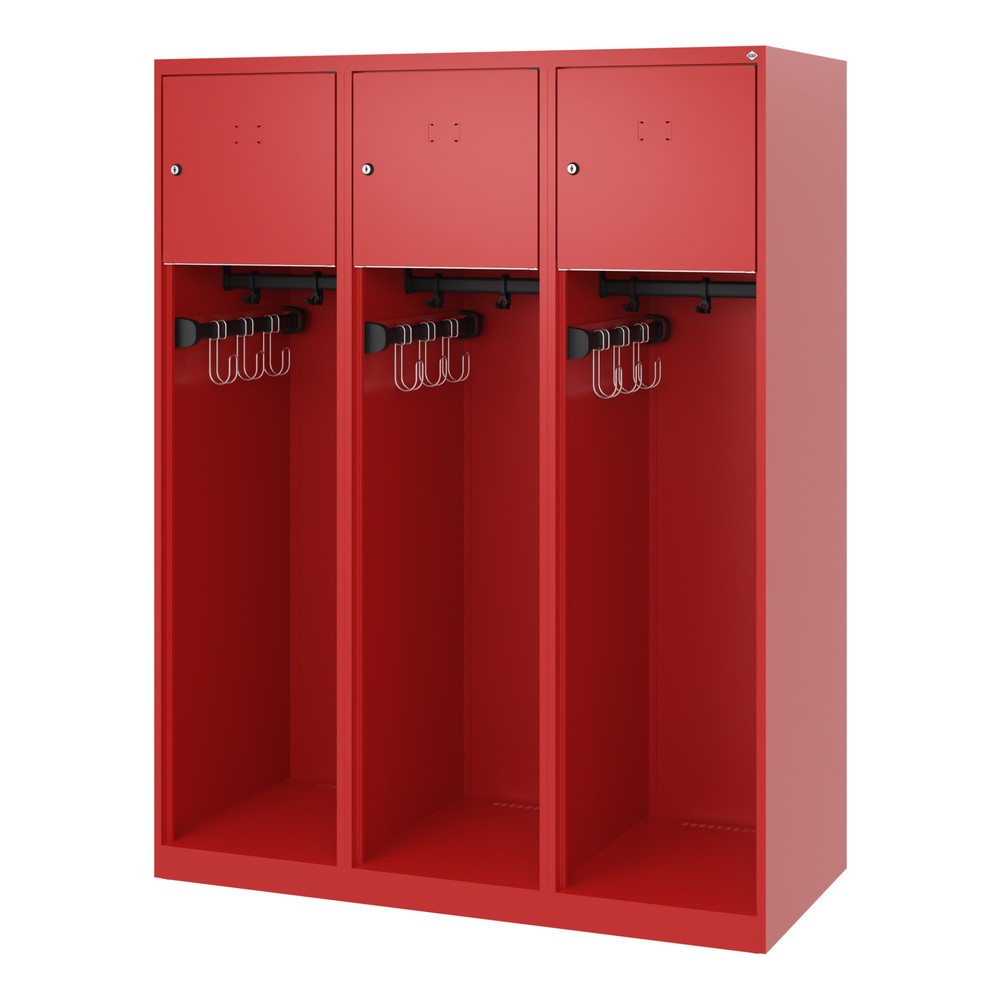 Produktabbildung Nr. 5: C+P Vestiaire pompier YOUNGSTER, patins, 3 compartiments, HxlxP 1 530 x 1 200 x 500 mm, rouge feu