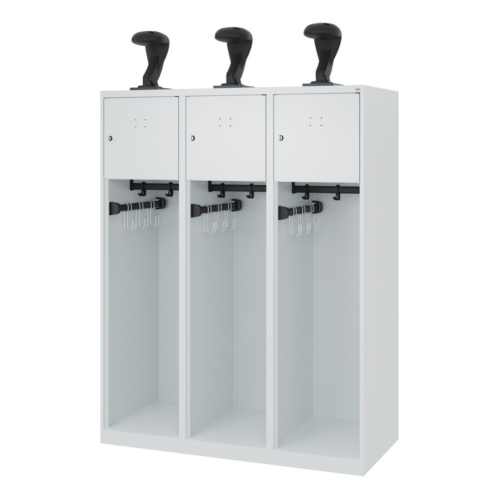 Produktabbildung Nr. 5: C+P Vestiaire pompier YOUNGSTER, patins, 3 compartiments, HxlxP 1 530 x 1 200 x 500 mm, gris clair, avec support de casque