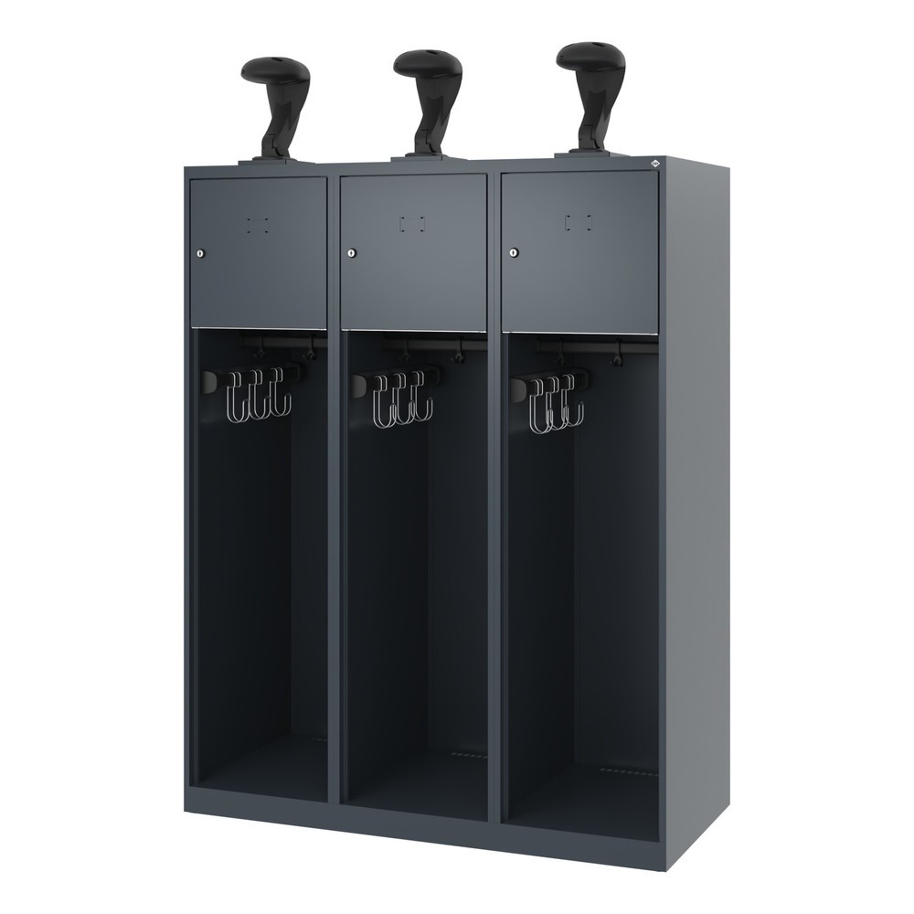 Produktabbildung Nr. 5: C+P Vestiaire pompier YOUNGSTER, patins, 3 compartiments, HxlxP 1 530 x 1 200 x 500 mm, gris anthracite, avec support de casque