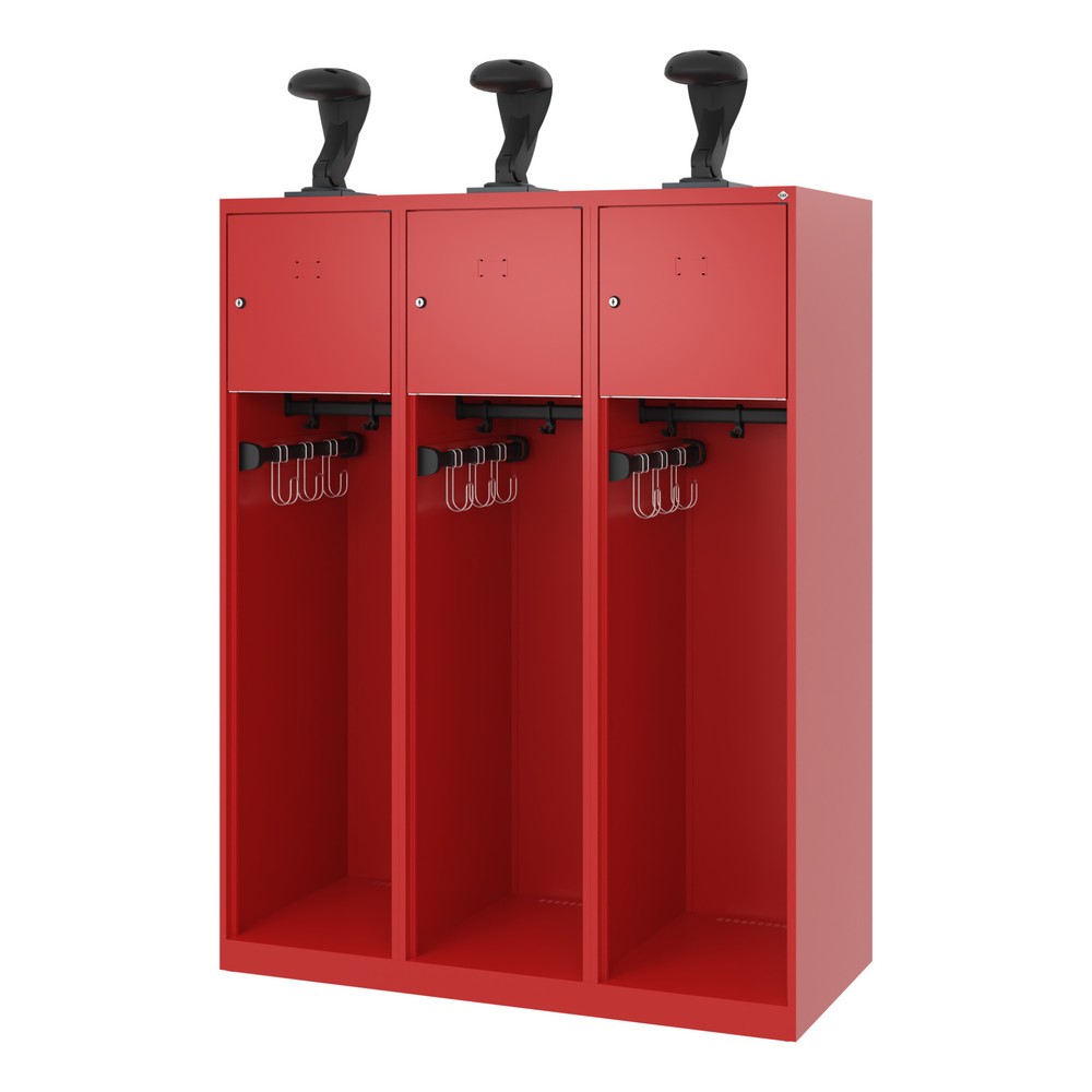 Produktabbildung Nr. 5: C+P Vestiaire pompier YOUNGSTER, patins, 3 compartiments, HxlxP 1 530 x 1 200 x 500 mm, rouge feu, avec support de casque