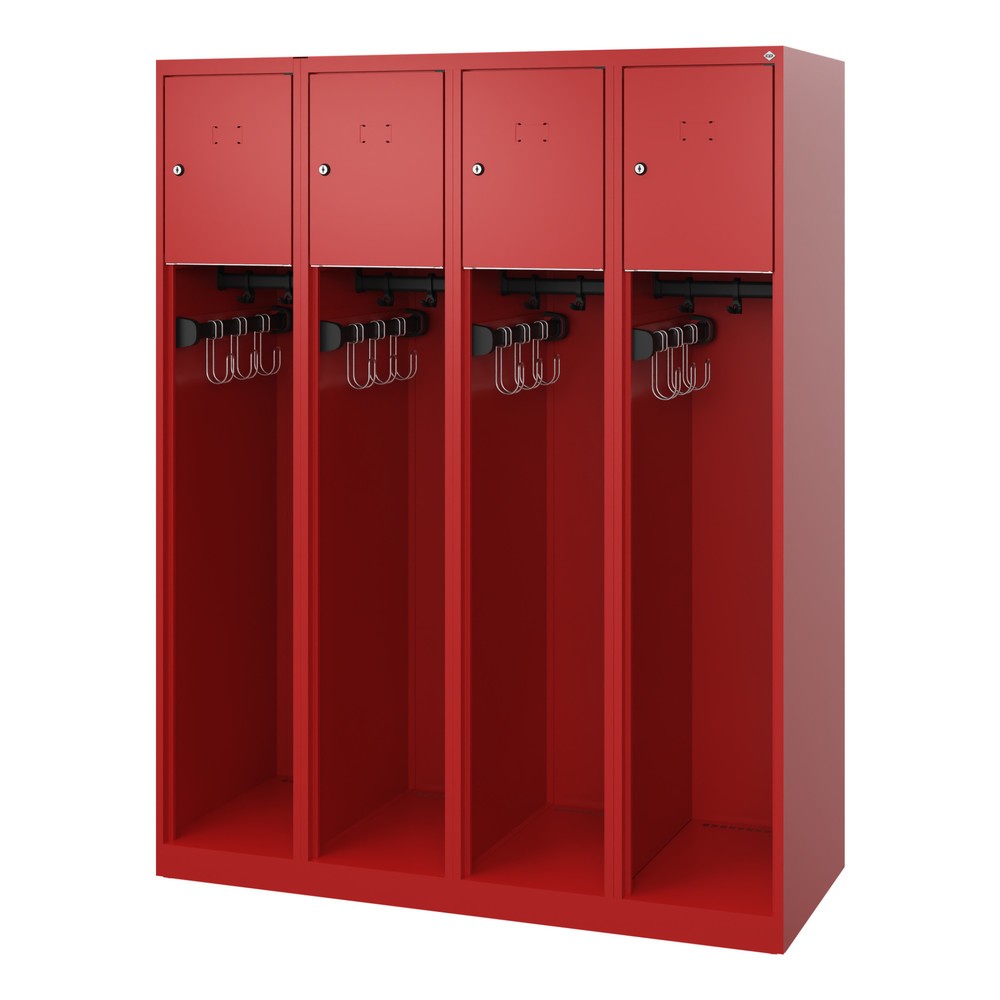Produktabbildung Nr. 4: C+P Vestiaire pompier YOUNGSTER, patins, 4 compartiments, HxlxP 1 530 x 1 200 x 500 mm, rouge feu