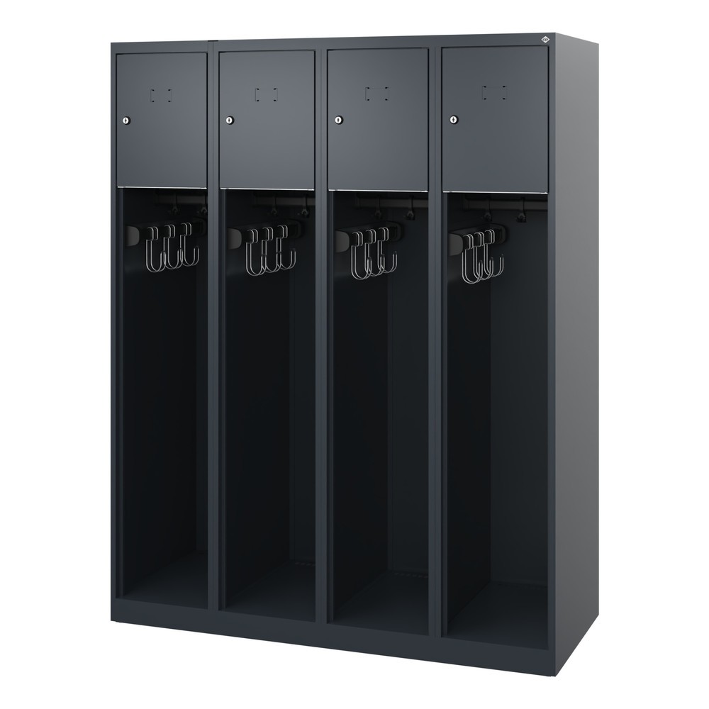 Produktabbildung Nr. 4: C+P Vestiaire pompier YOUNGSTER, patins, 4 compartiments, HxlxP 1 530 x 1 200 x 500 mm, gris anthracite