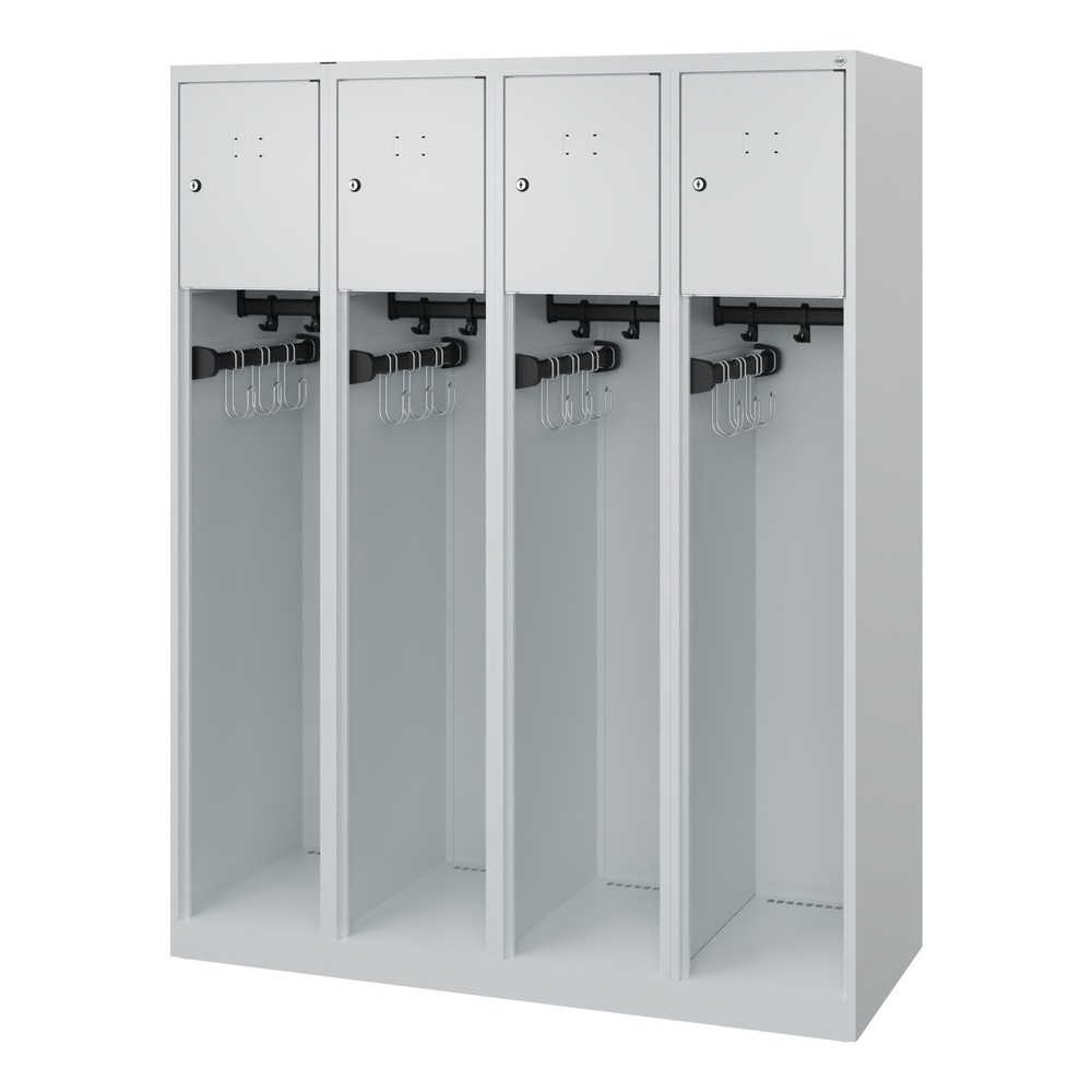 Produktabbildung Nr. 4: C+P Vestiaire pompier YOUNGSTER, patins, 4 compartiments, HxlxP 1 530 x 1 200 x 500 mm, gris clair
