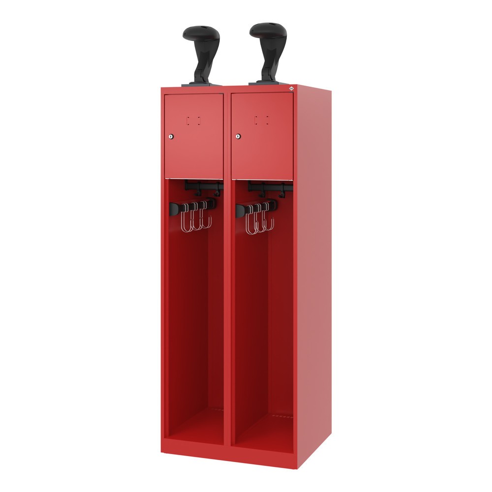 Produktabbildung Nr. 5: C+P Vestiaire pompier YOUNGSTER, patins, 2 compartiments, HxlxP 1 530 x 600 x 500 mm, rouge feu, avec support de casque