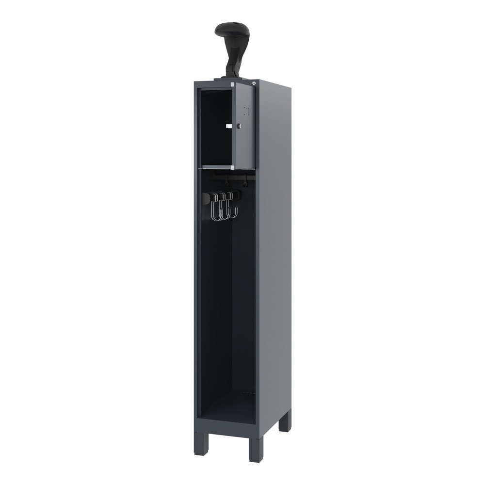 Illustration du produit: C+P Vestiaire pompier YOUNGSTER, pieds, 1 compartiment, HxlxP 1 530 x 300 x 500 mm, gris anthracite, avec support de casque