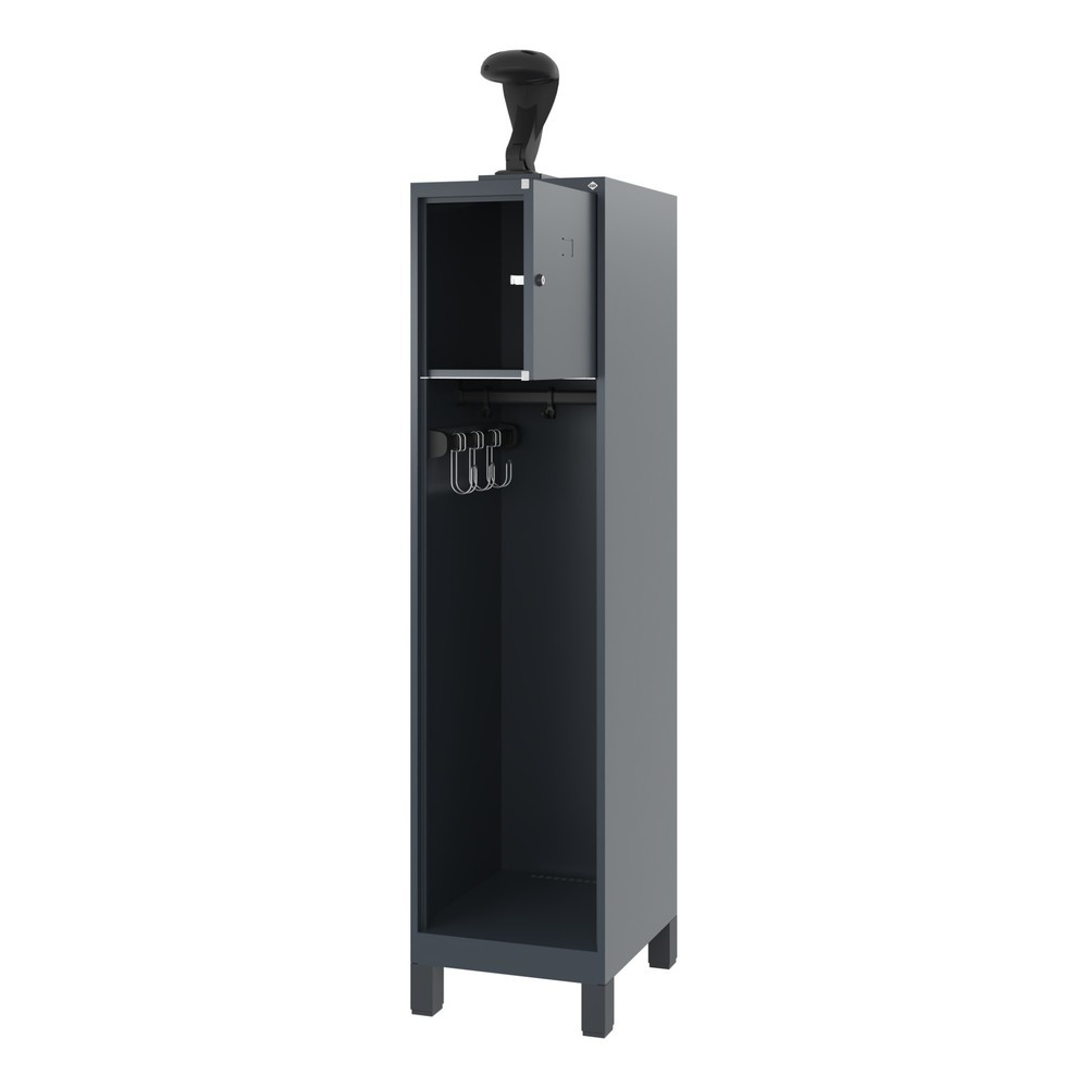 Produktabbildung Nr. 1: C+P Vestiaire pompier YOUNGSTER, pieds, 1 compartiment, HxlxP 1 530 x 400 x 500 mm, gris anthracite, avec support de casque