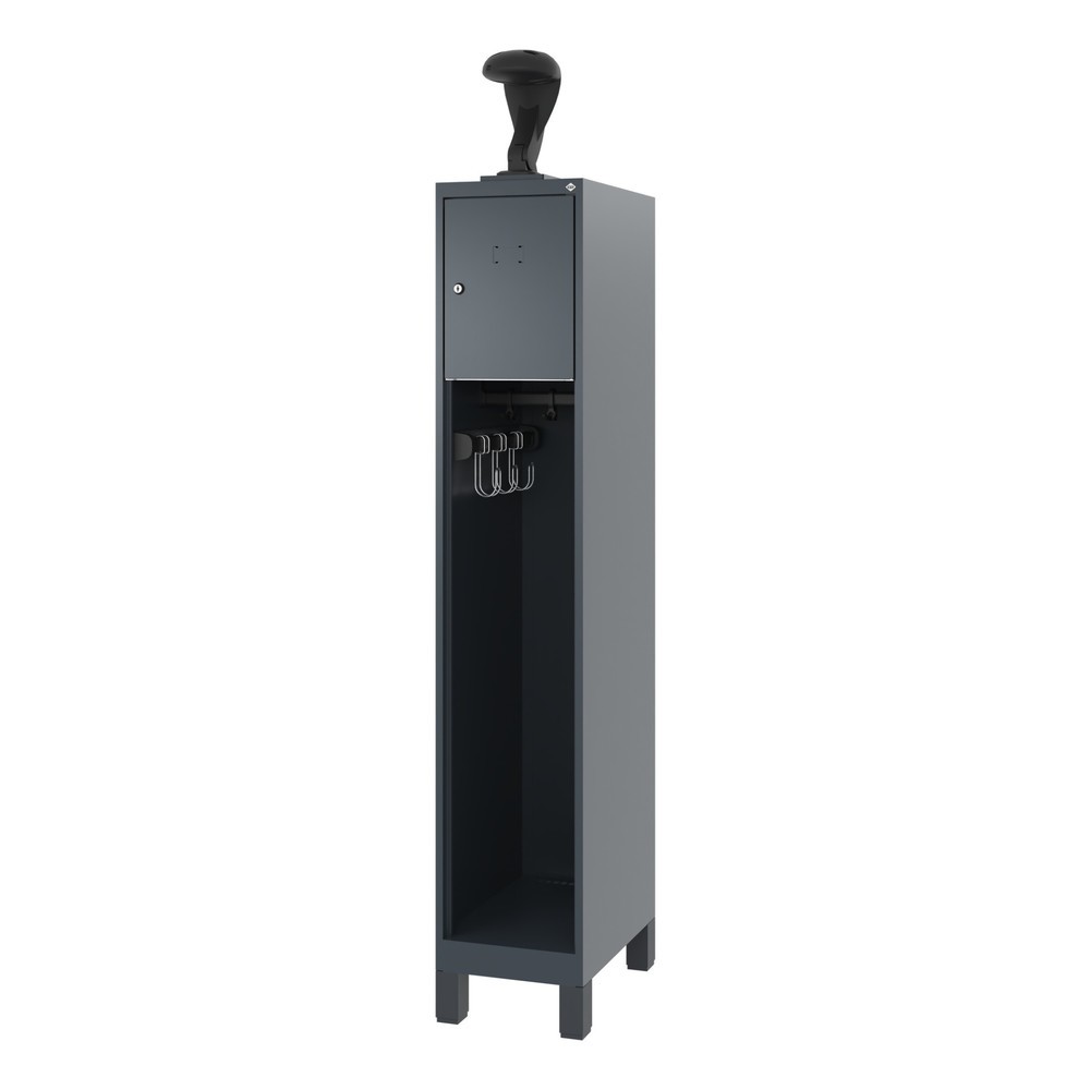 N° de l'image du produit 5 : C+P Vestiaire pompier YOUNGSTER, pieds, 1 compartiment, HxlxP 1 530 x 300 x 500 mm, gris anthracite, avec support de casque