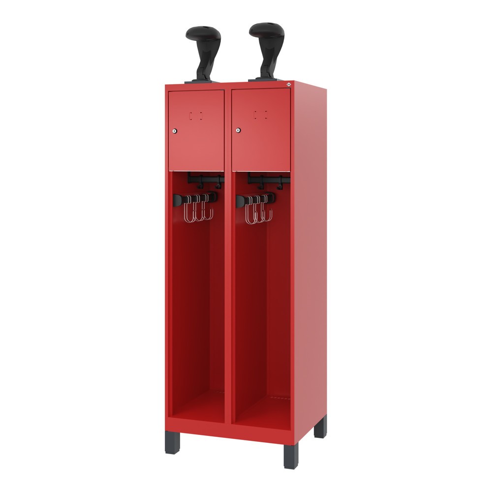 Produktabbildung Nr. 5: C+P Vestiaire pompier YOUNGSTER, pieds, 2 compartiments, HxlxP 1 530 x 600 x 500 mm, rouge feu, avec support de casque