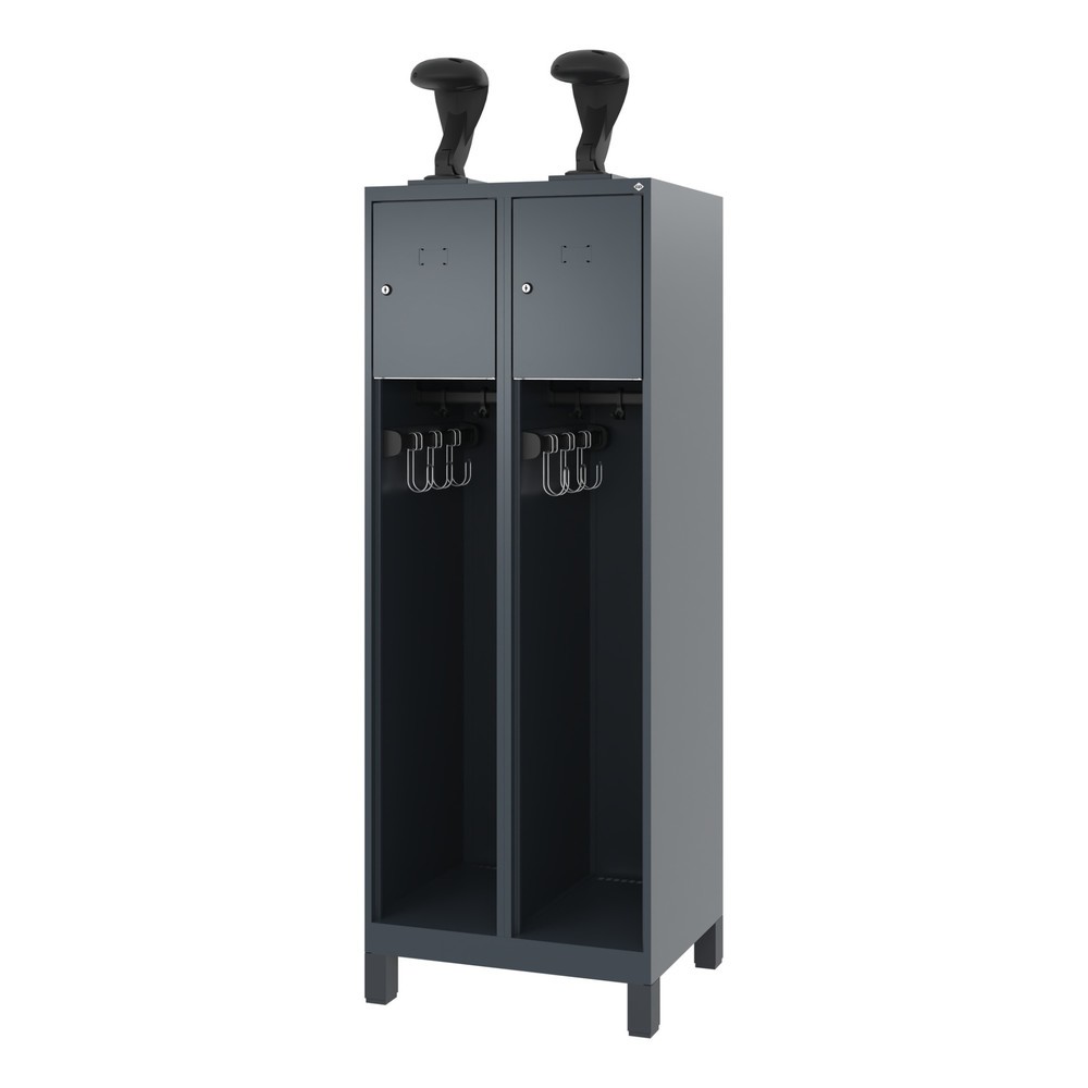 Produktabbildung Nr. 5: C+P Vestiaire pompier YOUNGSTER, pieds, 2 compartiments, HxlxP 1 530 x 600 x 500 mm, gris anthracite, avec support de casque