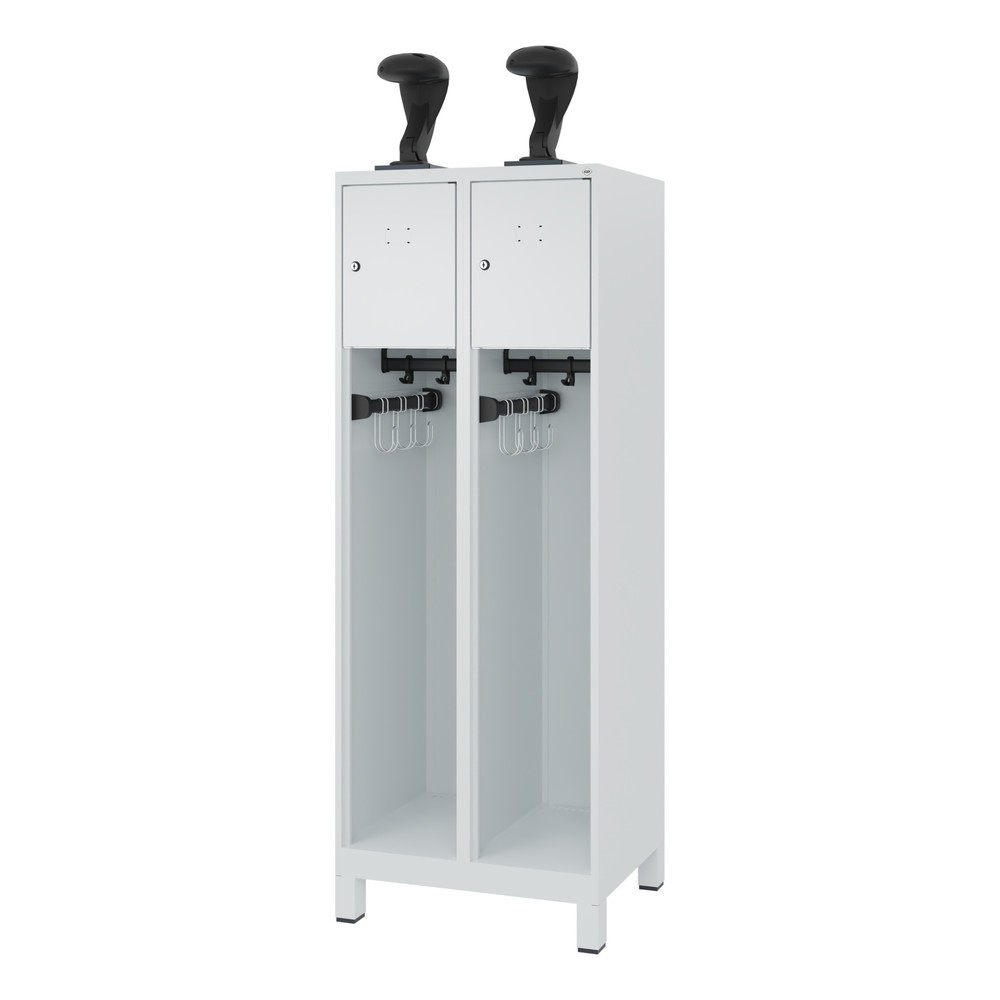 Produktabbildung Nr. 5: C+P Vestiaire pompier YOUNGSTER, pieds, 2 compartiments, HxlxP 1 530 x 600 x 500 mm, gris clair, avec support de casque