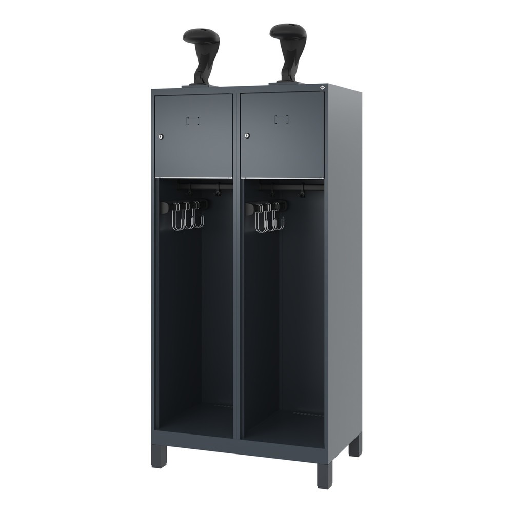 Produktabbildung Nr. 5: C+P Vestiaire pompier YOUNGSTER, pieds, 2 compartiments, HxlxP 1 530 x 800 x 500 mm, gris anthracite, avec support de casque