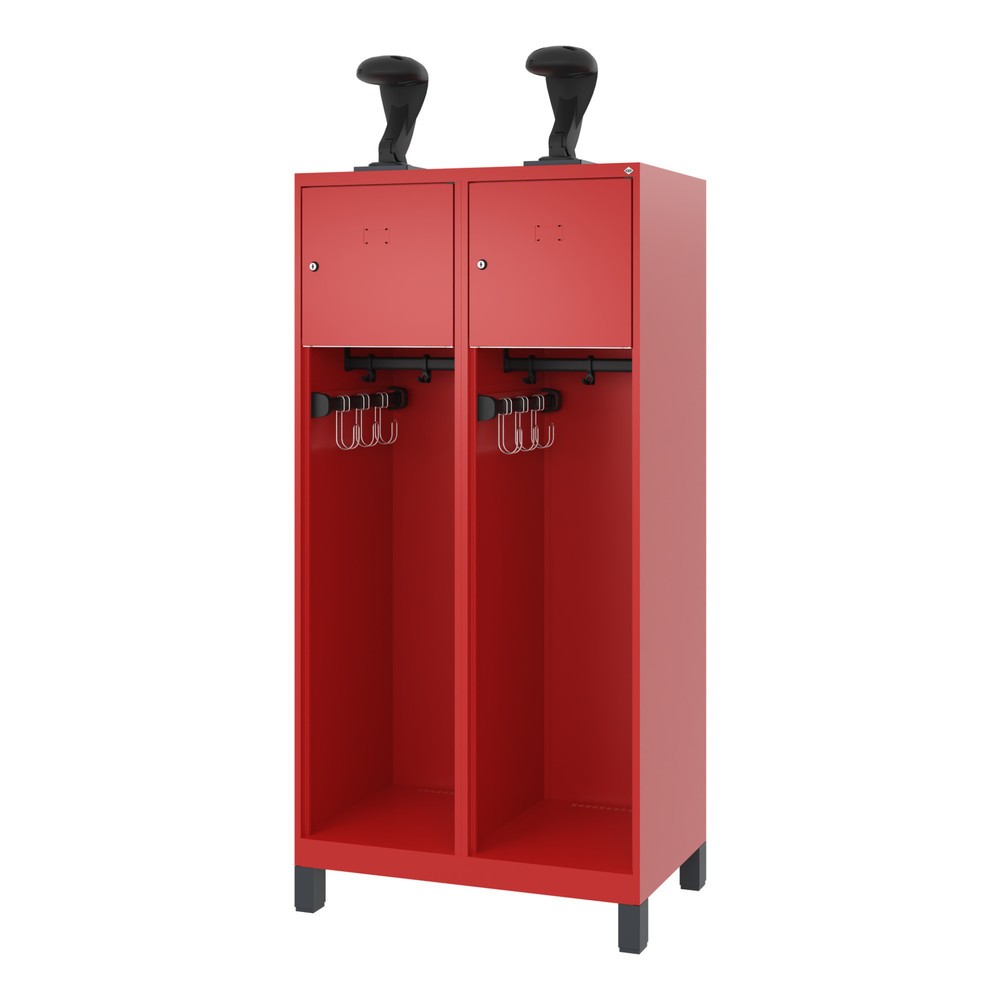 Produktabbildung Nr. 5: C+P Vestiaire pompier YOUNGSTER, pieds, 2 compartiments, HxlxP 1 530 x 800 x 500 mm, rouge feu, avec support de casque