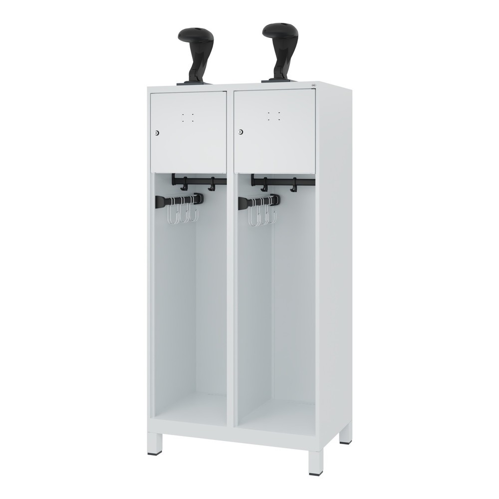 Produktabbildung Nr. 5: C+P Vestiaire pompier YOUNGSTER, pieds, 2 compartiments, HxlxP 1 530 x 800 x 500 mm, gris clair, avec support de casque