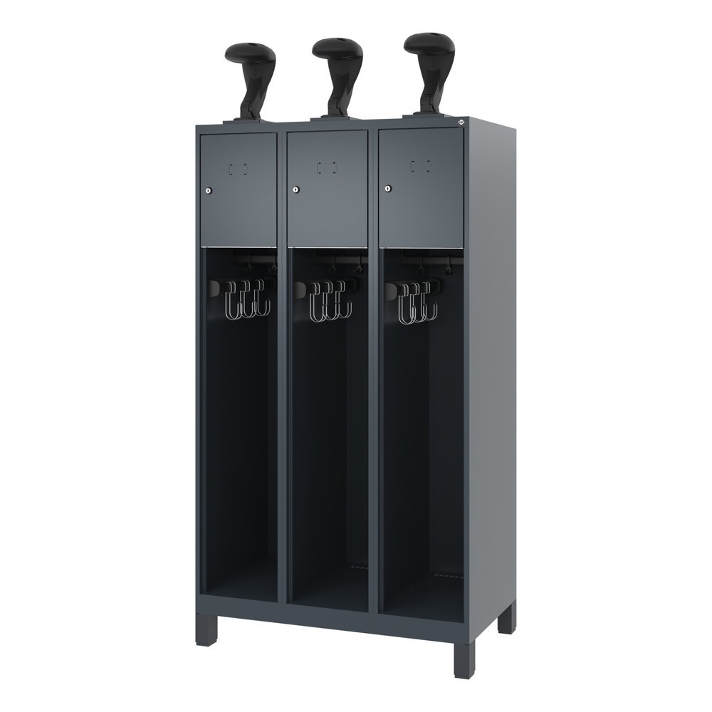 Produktabbildung Nr. 5: C+P Vestiaire pompier YOUNGSTER, pieds, 3 compartiments, HxlxP 1 530 x 900 x 500 mm, gris anthracite, avec support de casque