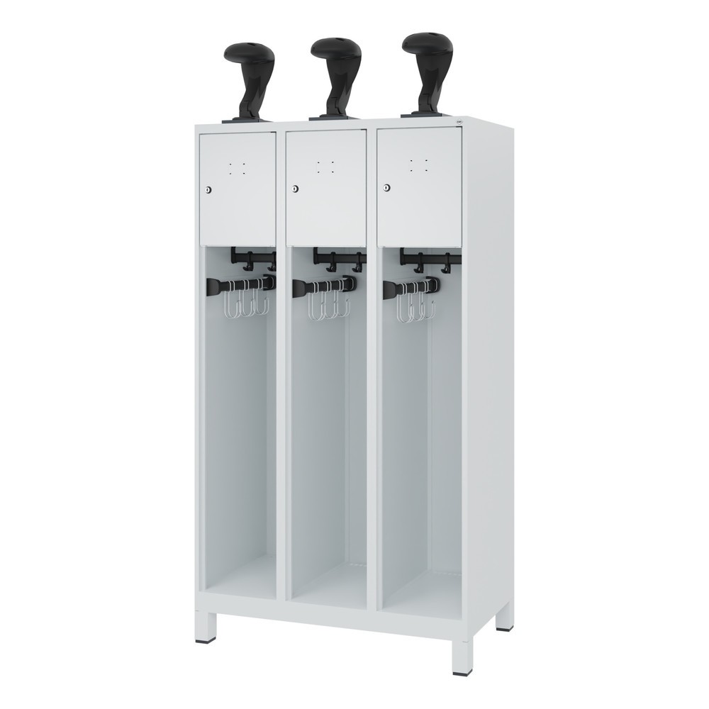 Produktabbildung Nr. 5: C+P Vestiaire pompier YOUNGSTER, pieds, 3 compartiments, HxlxP 1 530 x 900 x 500 mm, gris clair, avec support de casque