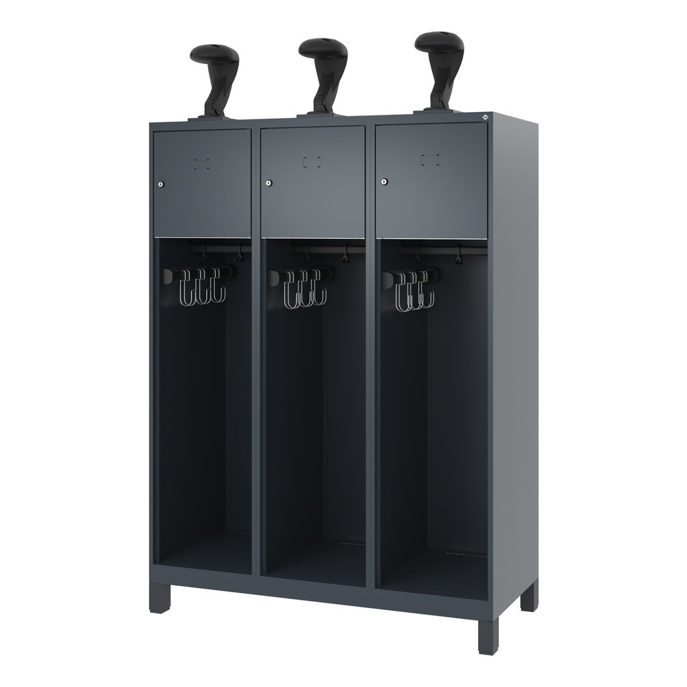 Produktabbildung Nr. 5: C+P Vestiaire pompier YOUNGSTER, pieds, 3 compartiments, HxlxP 1 530 x 1 200 x 500 mm, gris anthracite, avec support de casque