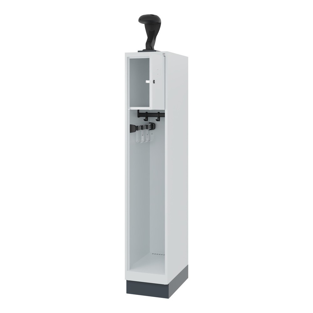 Illustration du produit: C+P Vestiaire pompier YOUNGSTER, socle, 1 compartiment, HxlxP 1 530 x 300 x 500 mm, gris clair, avec support de casque