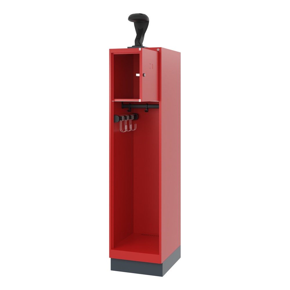 Produktabbildung Nr. 1: C+P Vestiaire pompier YOUNGSTER, socle, 1 compartiment, HxlxP 1 530 x 400 x 500 mm, rouge feu, avec support de casque