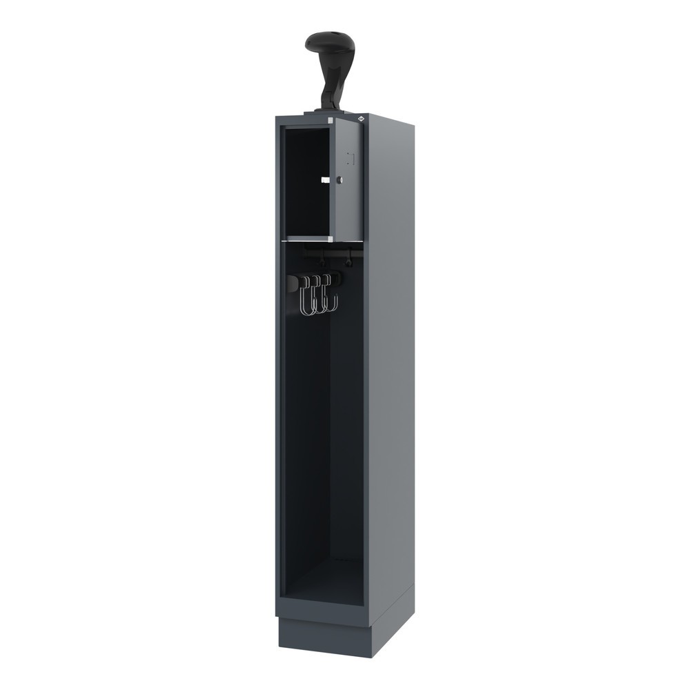 Illustration du produit: C+P Vestiaire pompier YOUNGSTER, socle, 1 compartiment, HxlxP 1 530 x 300 x 500 mm, gris anthracite, avec support de casque
