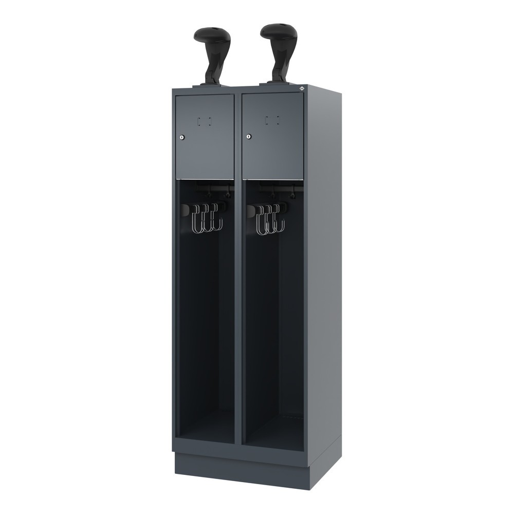 Produktabbildung Nr. 5: C+P Vestiaire pompier YOUNGSTER, socle, 2 compartiments, HxlxP 1 530 x 600 x 500 mm, gris anthracite, avec support de casque