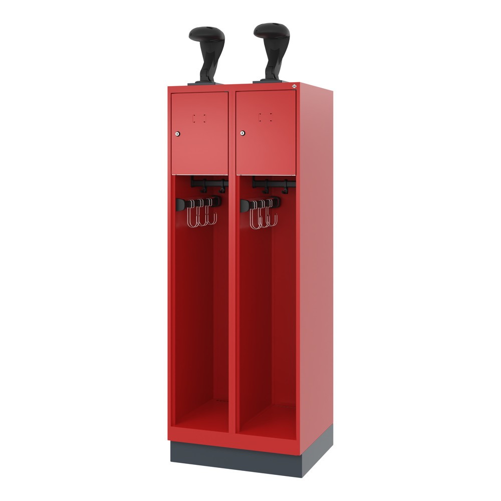 Produktabbildung Nr. 5: C+P Vestiaire pompier YOUNGSTER, socle, 2 compartiments, HxlxP 1 530 x 600 x 500 mm, rouge feu, avec support de casque