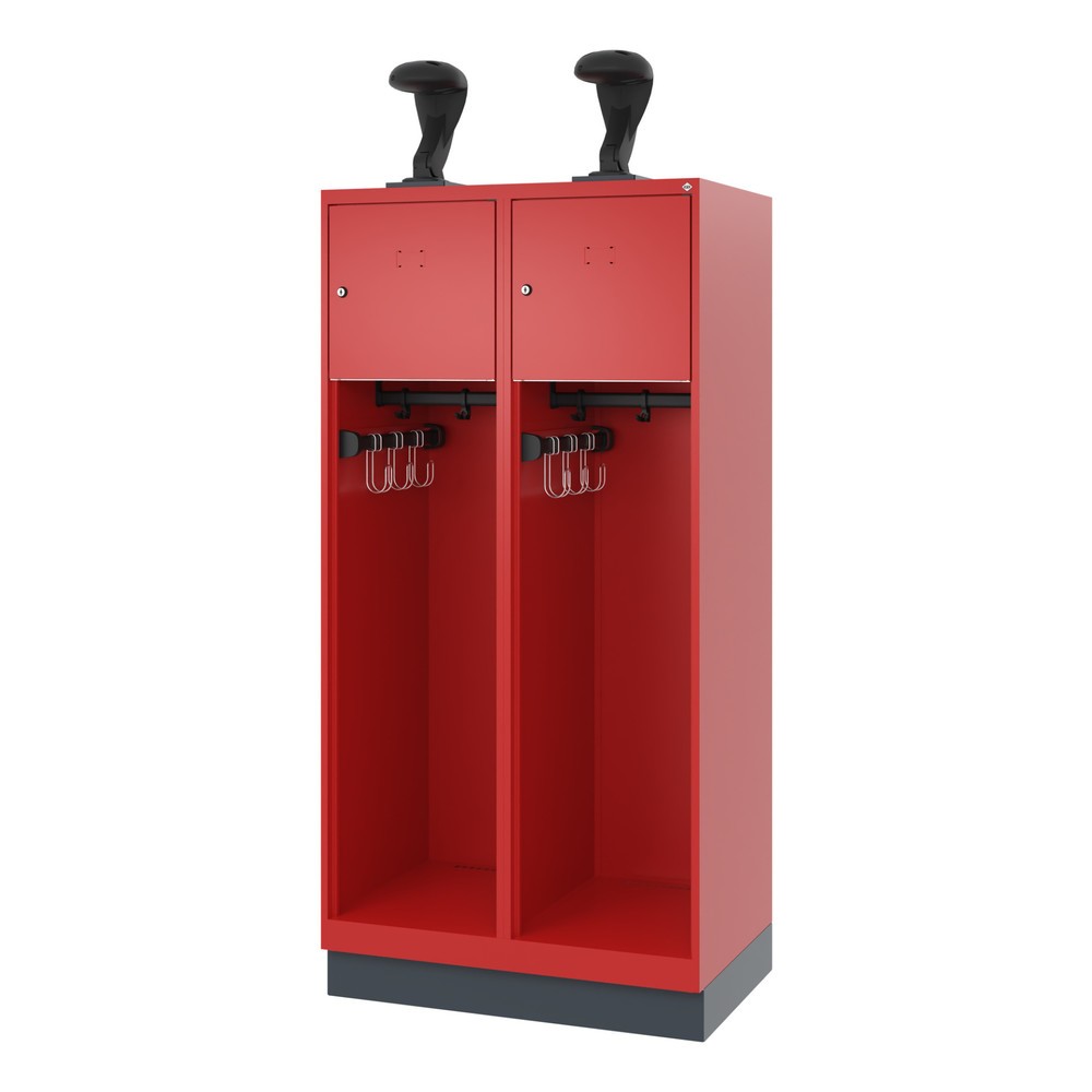 Produktabbildung Nr. 5: C+P Vestiaire pompier YOUNGSTER, socle, 2 compartiments, HxlxP 1 530 x 800 x 500 mm, rouge feu, avec support de casque