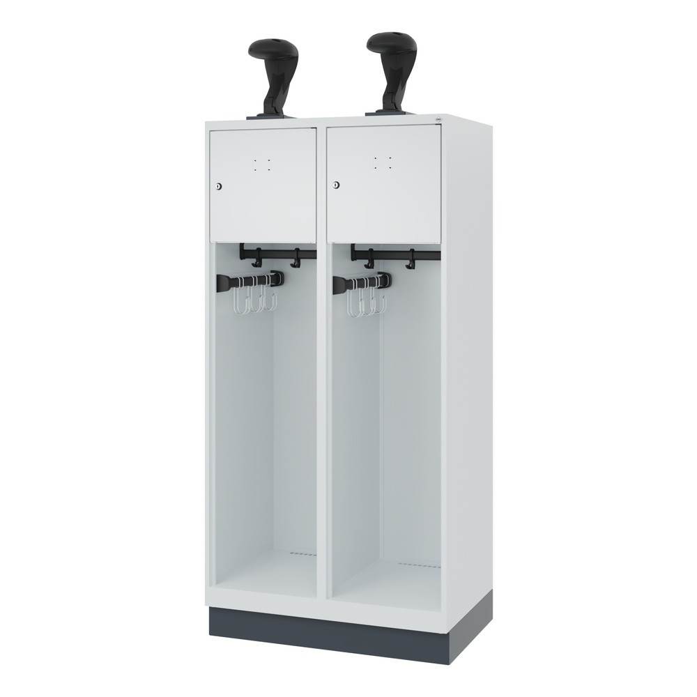 Produktabbildung Nr. 5: C+P Vestiaire pompier YOUNGSTER, socle, 2 compartiments, HxlxP 1 530 x 800 x 500 mm, gris clair, avec support de casque