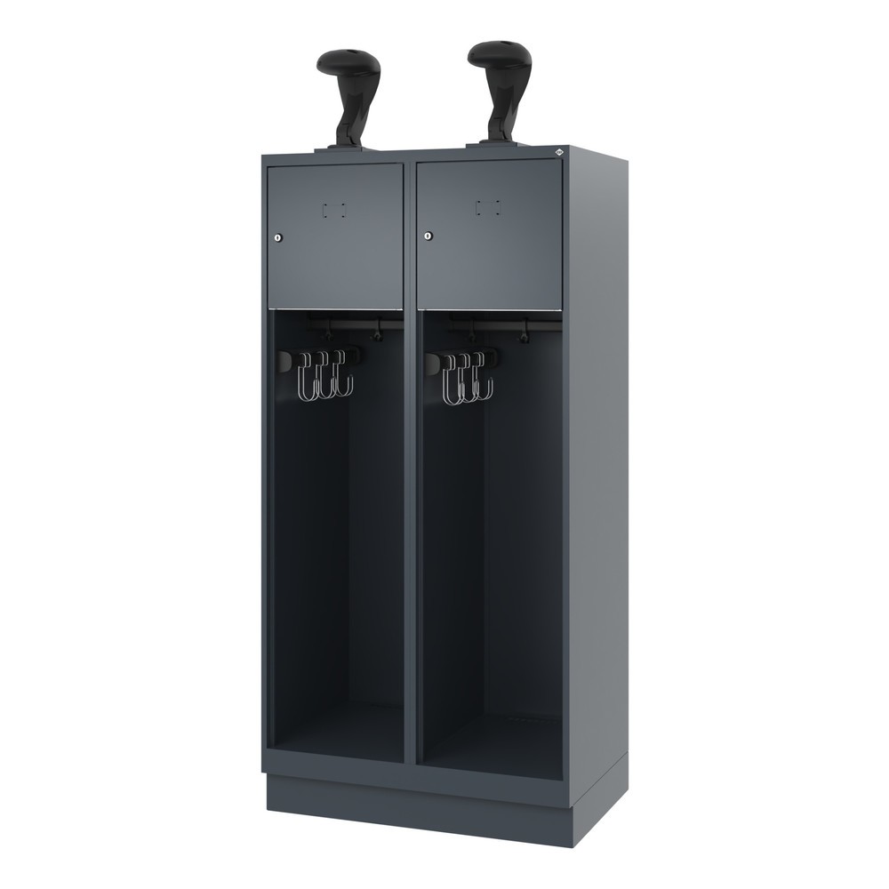 Produktabbildung Nr. 5: C+P Vestiaire pompier YOUNGSTER, socle, 2 compartiments, HxlxP 1 530 x 800 x 500 mm, gris anthracite, avec support de casque