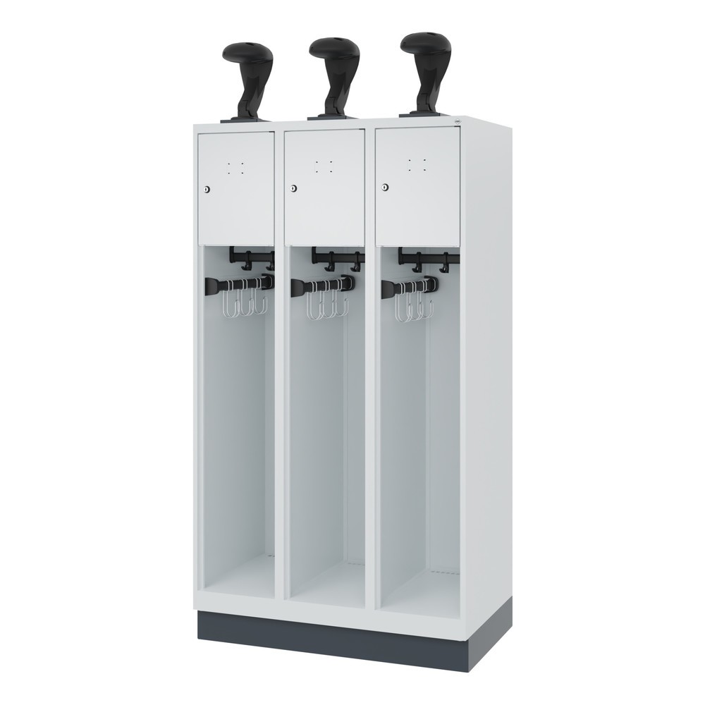 Produktabbildung Nr. 5: C+P Vestiaire pompier YOUNGSTER, socle, 3 compartiments, HxlxP 1 530 x 900 x 500 mm, gris clair, avec support de casque